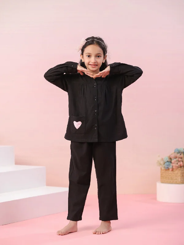 Black Color Cotton Night Suit for Kids