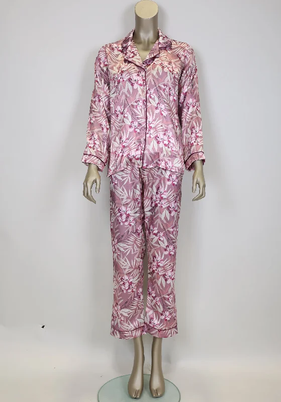 LNGR Satin Collar Button Long Sleeve Pajama