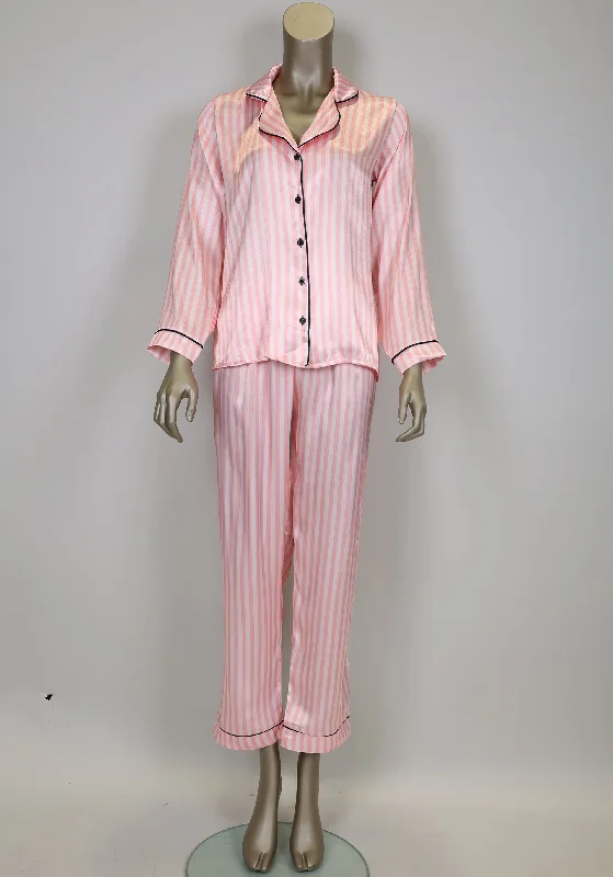 LNGR Satin Collar Button Long Sleeve Pajama