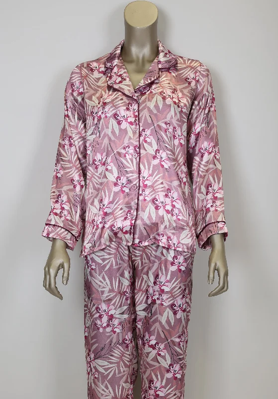 LNGR Satin Collar Button Long Sleeve Pajama