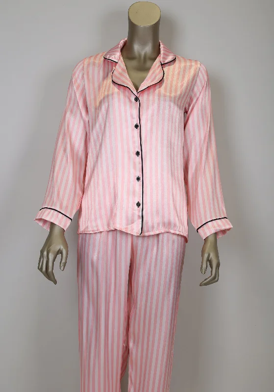 LNGR Satin Collar Button Long Sleeve Pajama