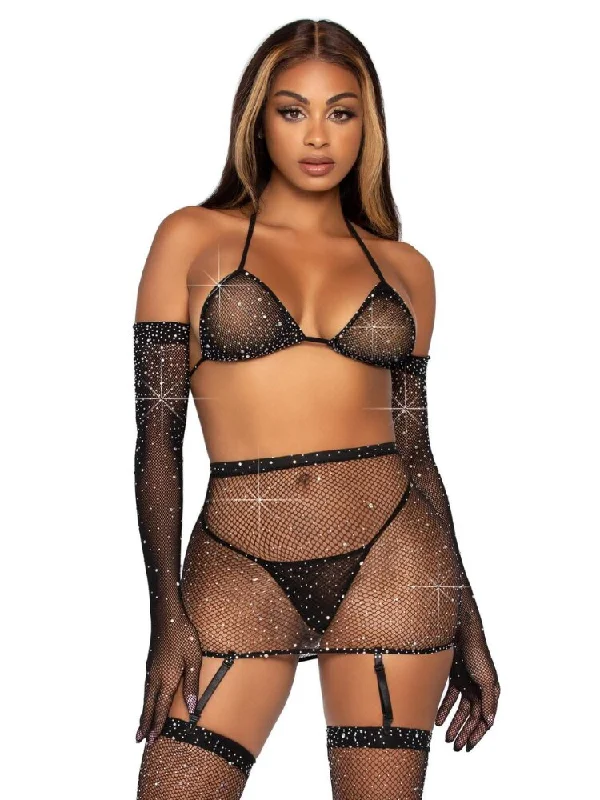 Black Net Risk Taker Rhinestone Set