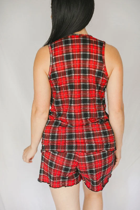 Cozy Red Plaid Pajama Boxer Set