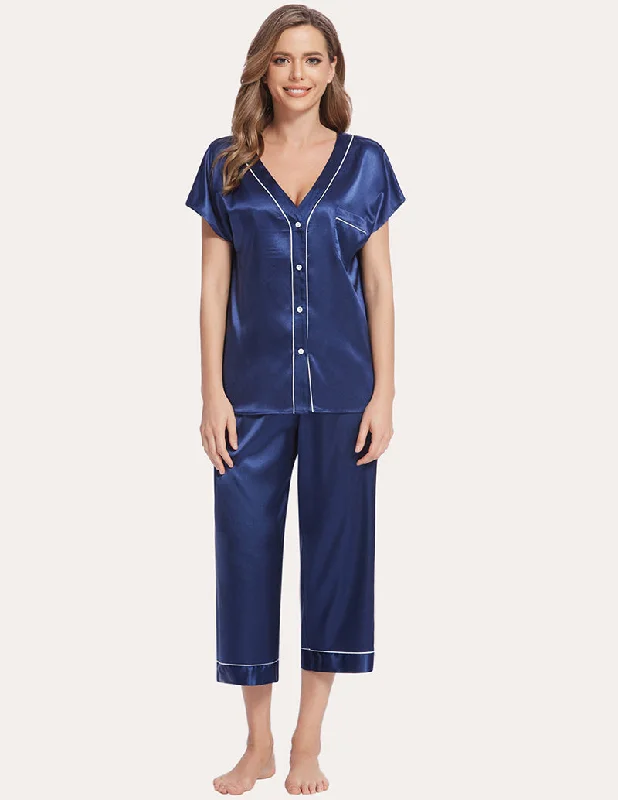 Ekouaer Silk Satin Pajamas Set