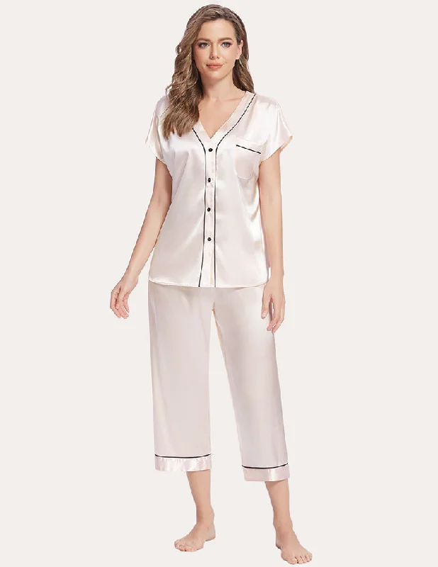 Ekouaer Silk Satin Pajamas Set