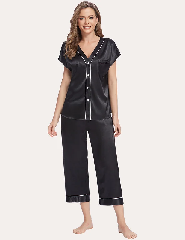 Ekouaer Silk Satin Pajamas Set