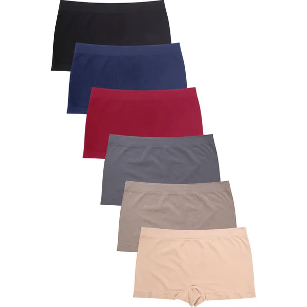 PACK OF 6 SOFRA WOMEN'S SEAMLESS SOLID BOYSHORTS (LP0198SB4)