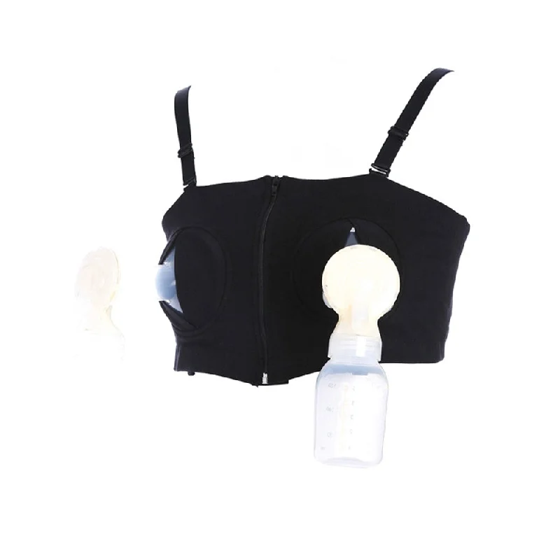 Prettymums - Hands-Free Breast Pumping Bra with Removable Straps (Black)