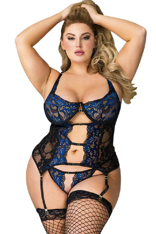 YesX Plus Size Black Sapphire Lingerie Set