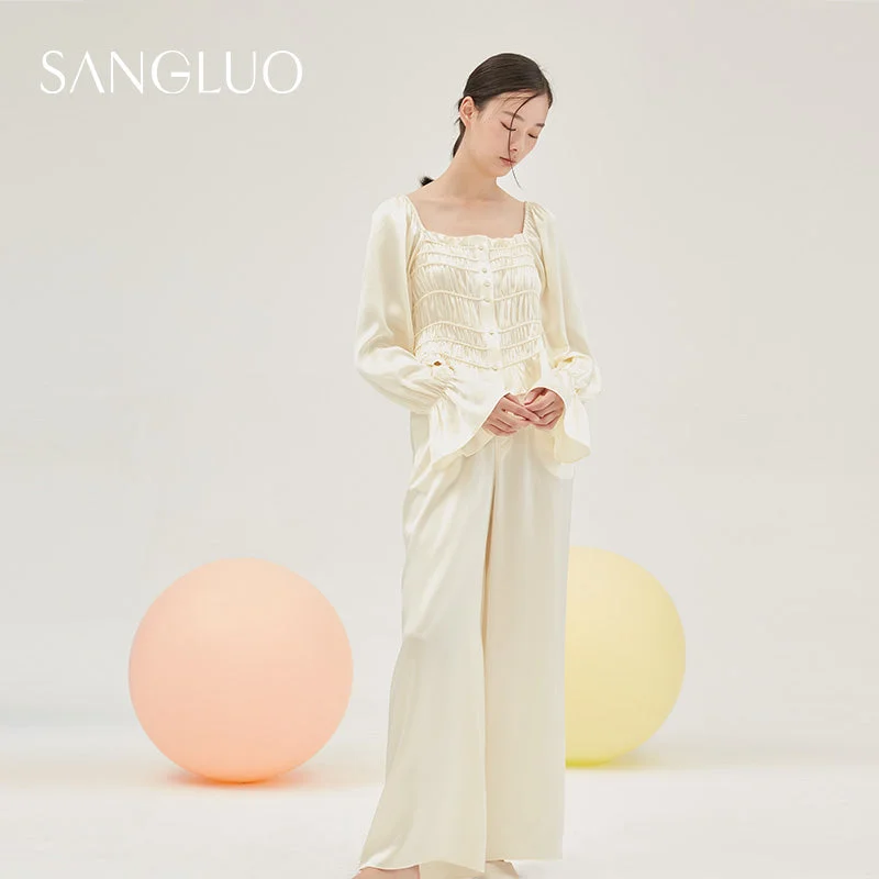 19MM Square Neck Court Style Pajamas Set