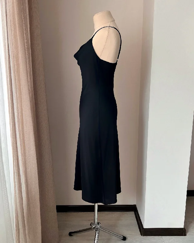 Handmade Black Long Nightgown with Cowl - Luxurious Sleepwear for Women