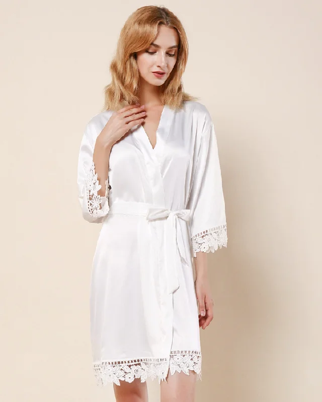 Satin Lace Robe W/ Name & Ring