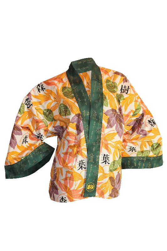 ""Kanji Leaf"" Kimono Hipster