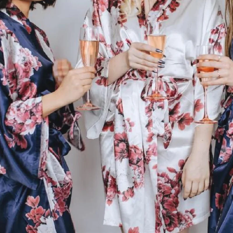 Floral Print Satin Robes