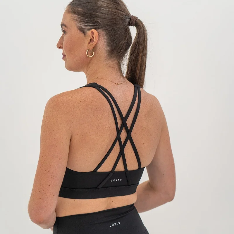 SPIRIT CROSS BACK BRA / MIDNIGHT BLACK