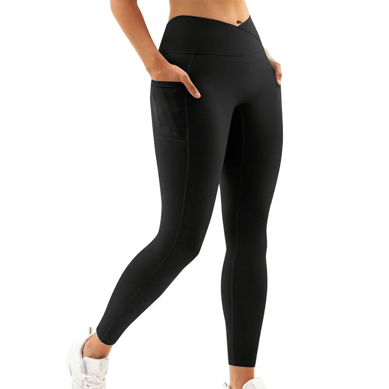 Hanerdun Yoga Pants for Women Running Leggings Female Pocket Workout Bottom High Waist Activewear