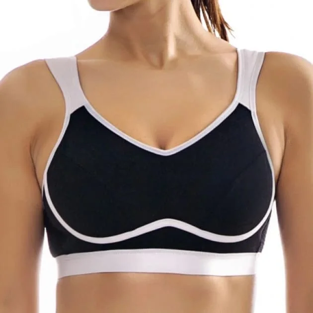 High Control Wire Free Non-Padded Black Sports Bra