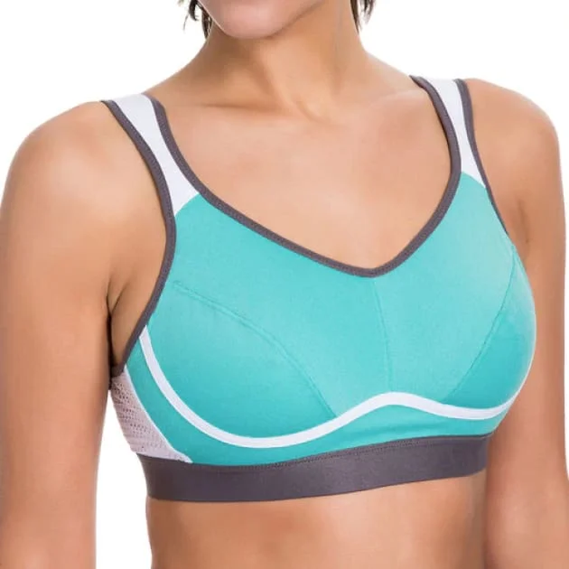 High Control Wire Free Non-Padded Turquoise Sports Bra