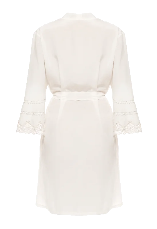 Lea lace-trimmed milk marquisette robe