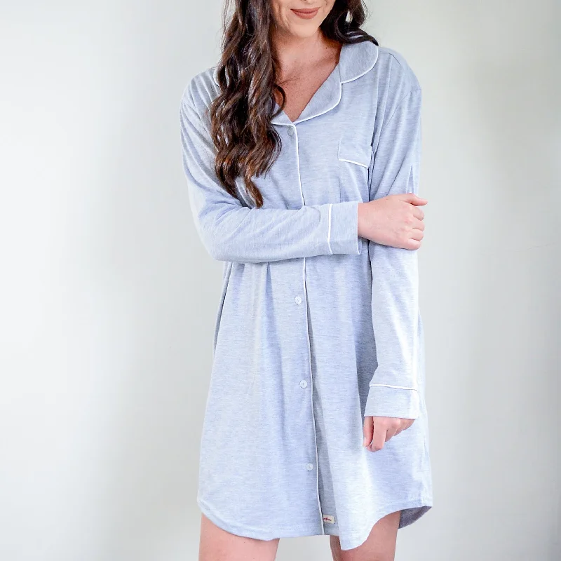 Ladies Winter Luxury Sleep Shirt - Grey