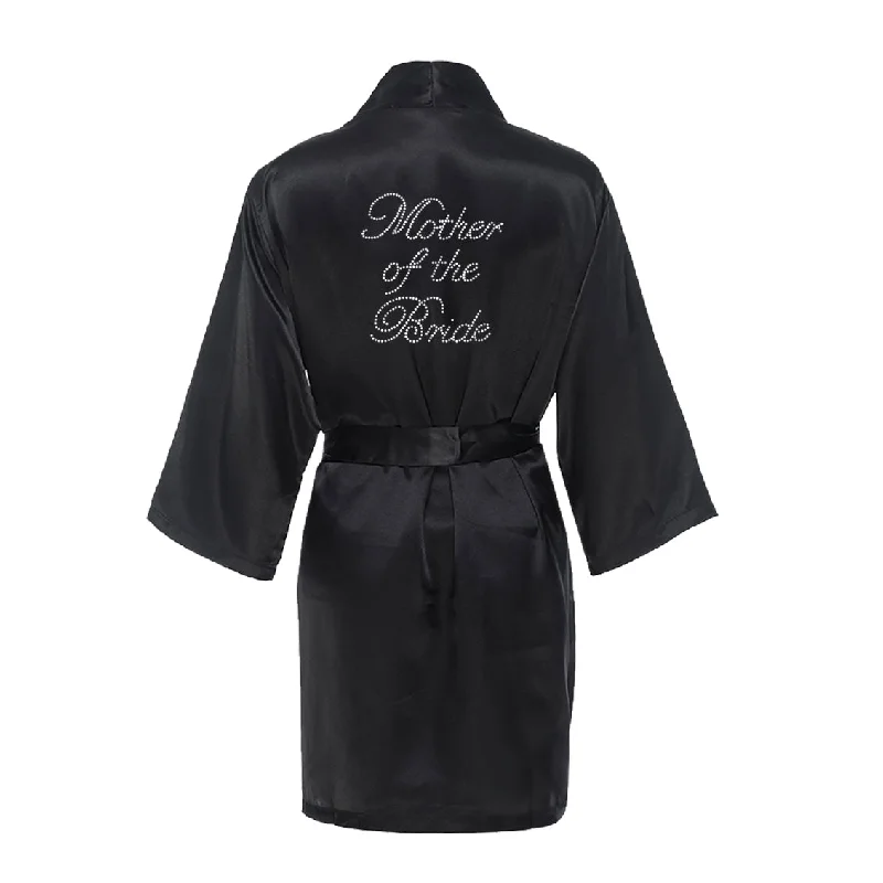 Rhinestone Mother of the Bride Satin Robe