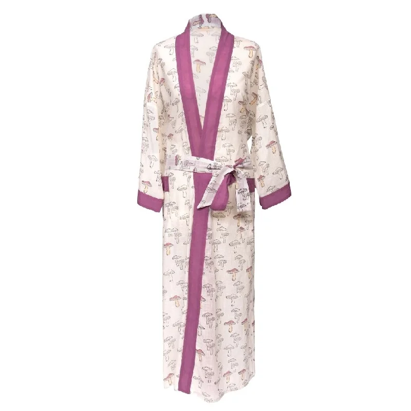 Aubergine Mushroom Kimono Robe