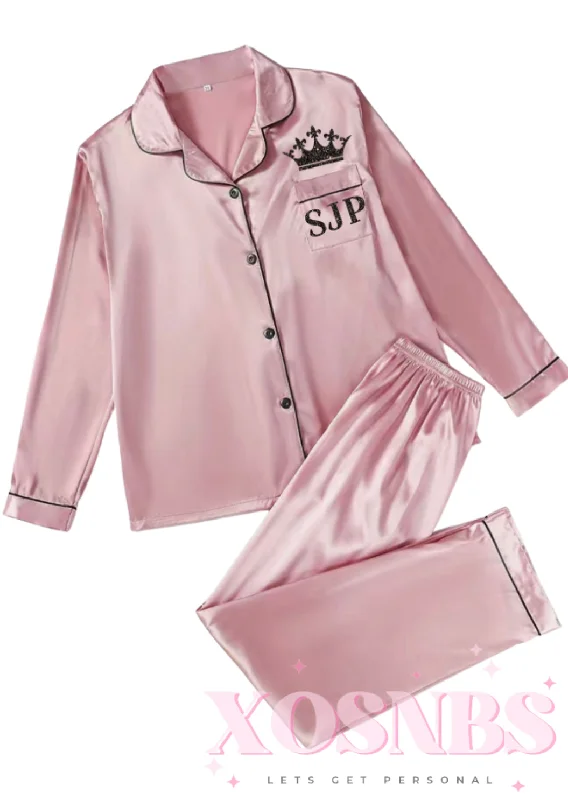 Satin Full Length Pjs | Pink