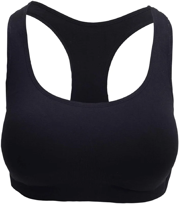 Single Racerback Sports Bra Assorted Colors, Removable Padded Seamless Activewear Fitness Bra